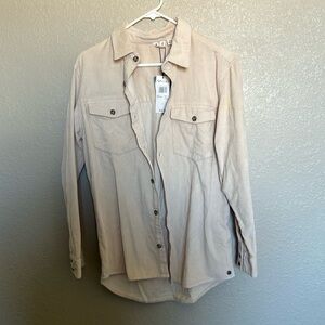 Roxy Beige Corduroy Button Up Shirt